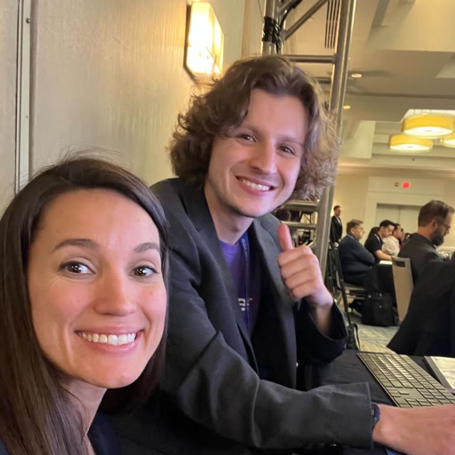 Mason Rainwater with Amanda Argue, Co-Founder and Chief of Staff at Corvee/Instead, at a Corvee industry event