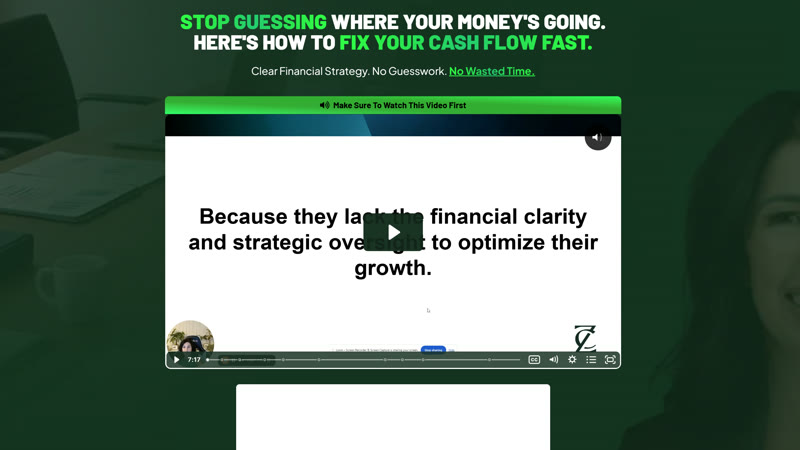 Example landing page Rainwater Marketing built for a client, showing the VSL qualification flow